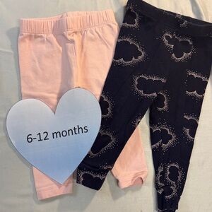 GAP - pair of Pink and Navy Cloud Print Baby Leggings